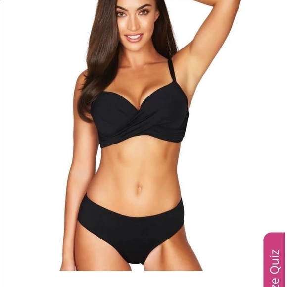 Sea Level black Essentials Cross Front Moulded Underwire Bikini Top US 12 NWOT - Picture 4 of 11